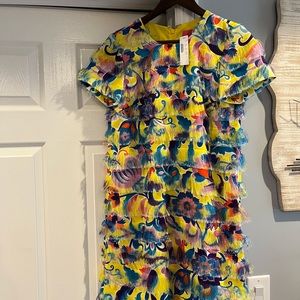 J Crew Yellow Fringe Shift Dress